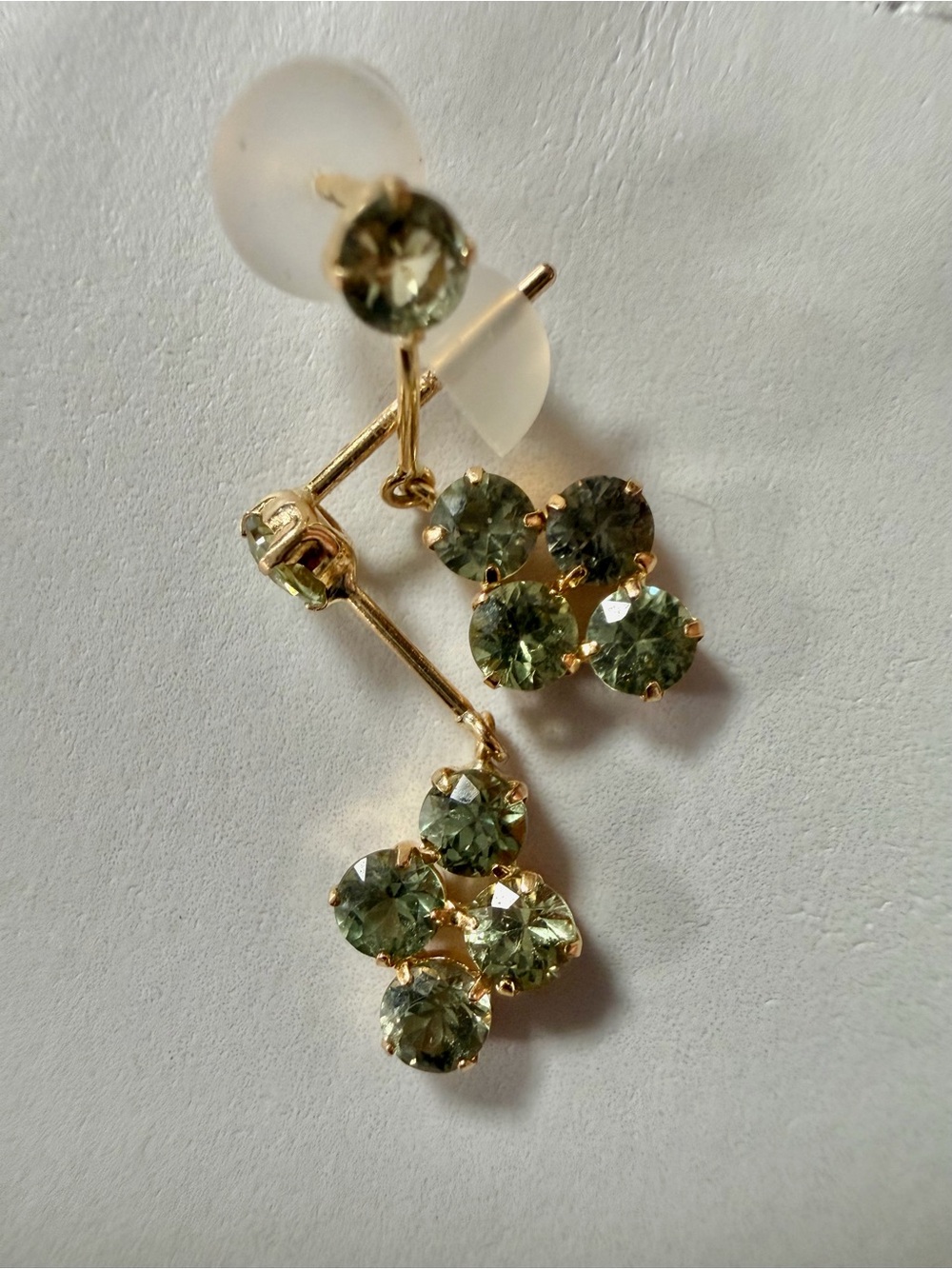 Earrings K18 Gold, green sapphire 0.18ct